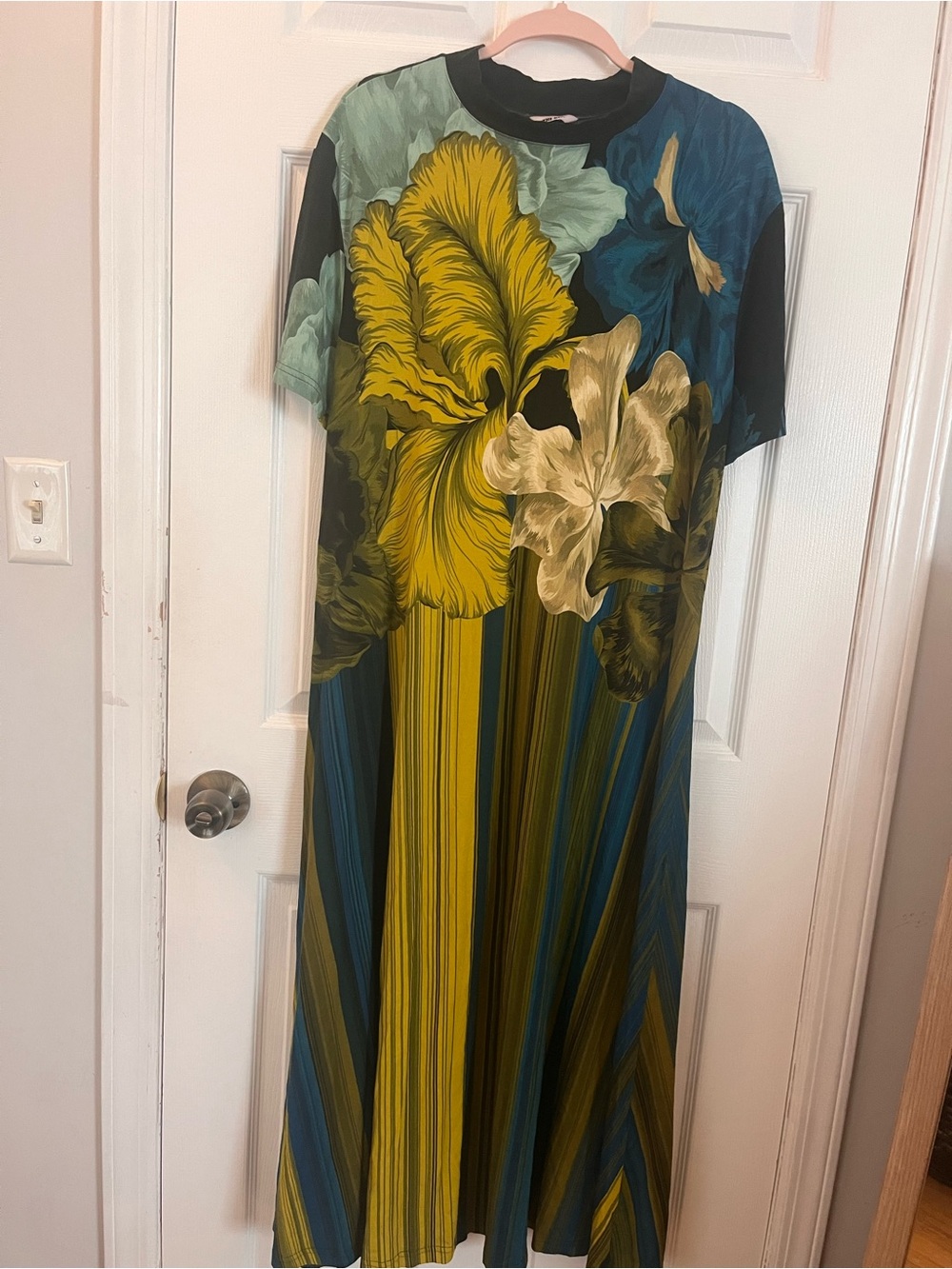 The Kit Lola Green Floral & Stripe Midi Dress
